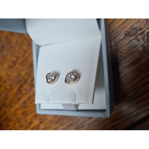 1 - Boxed Pair of Sterling Silver Love Heart Earrings