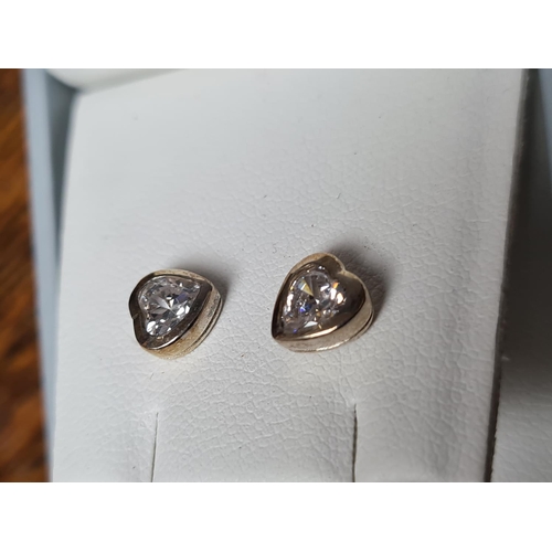 1 - Boxed Pair of Sterling Silver Love Heart Earrings