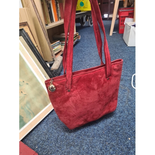 1003 - Vintage Red Suede Jaeger Handbag