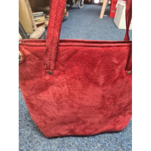 1003 - Vintage Red Suede Jaeger Handbag