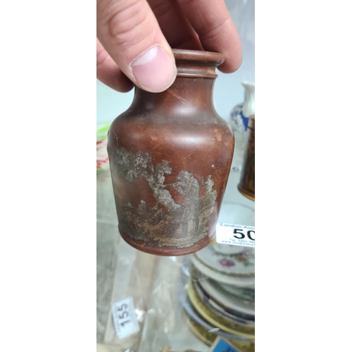 147 - Victorian Prattware Hunt Scene Fish Paste Jar