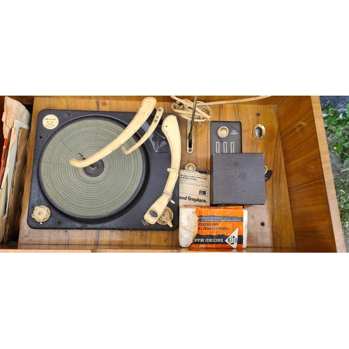 346 - Pye Record Maker Mid Century Stereo Cabinet with Garrard RC121 Deck and other accessories