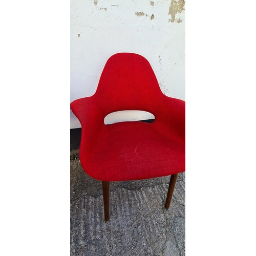 347 - Pair of Red Eames Style Organic Chairs