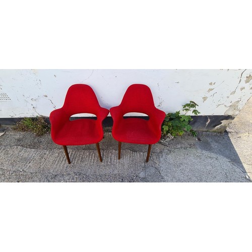 347 - Pair of Red Eames Style Organic Chairs