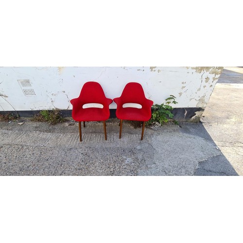 347 - Pair of Red Eames Style Organic Chairs