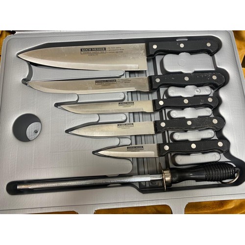 357 - New and Sealed Set of Gourmet Chefs Kitchen Knives with Chopping Board in a Carry Case