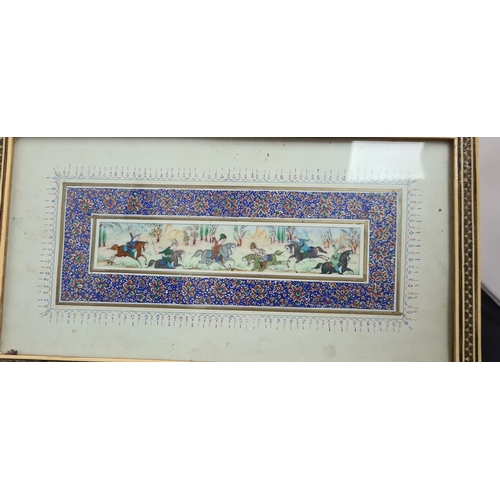 375 - Series of 3 Persian Paintings on Bone, Signed by the Artist in Matching Frames. Largest is 27cmx15cm