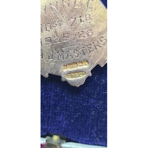 19A - 1920s 9ct Gold Boxing Medal-Lynns Boxing Club-England's Oldest Amateur Boxing Club-(7.6g) in Origina... 