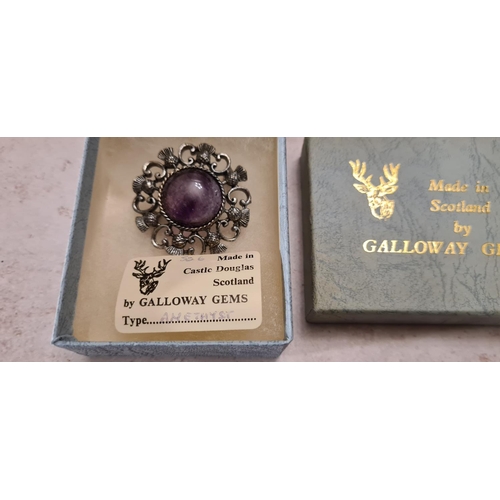 2 - Vintage Galloway Gems Amethyst Brooch in Presentation Box