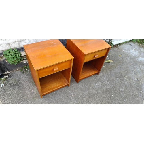 243 - Pair of Mid Century Teak Bedside Cabinets (56cm Wide 44cm Deep 42cm Wide)