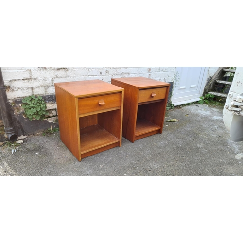 243 - Pair of Mid Century Teak Bedside Cabinets (56cm Wide 44cm Deep 42cm Wide)