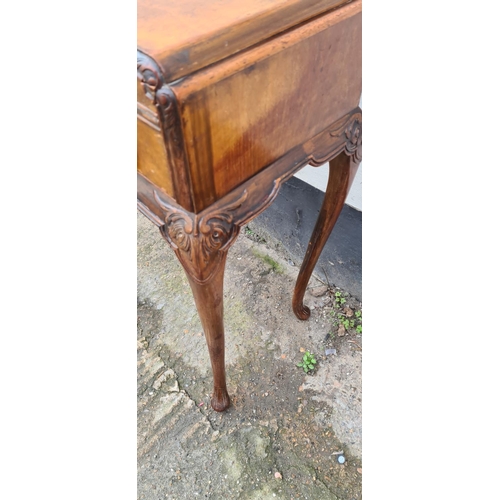 250 - 1930s Burr Walnut Bedside on Queen Anne Legs