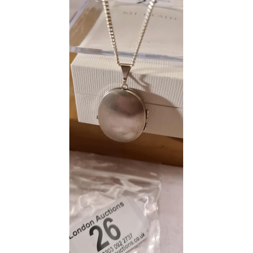 26 - Sterling Silver Locket on a Sterling Silver Necklace