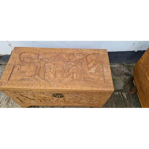 274 - Decorative Carved Chinese Wooden Camphor Chest