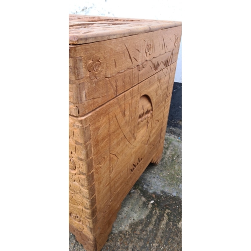 274 - Decorative Carved Chinese Wooden Camphor Chest