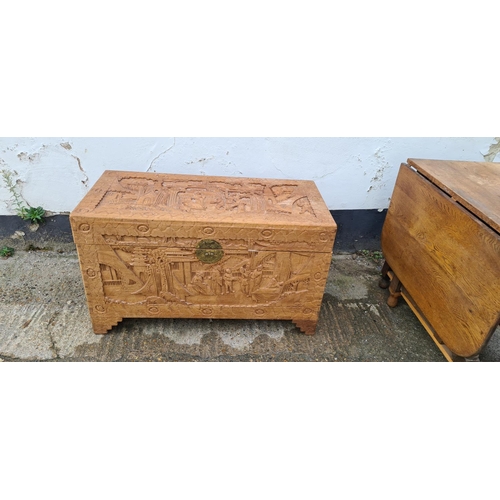 274 - Decorative Carved Chinese Wooden Camphor Chest