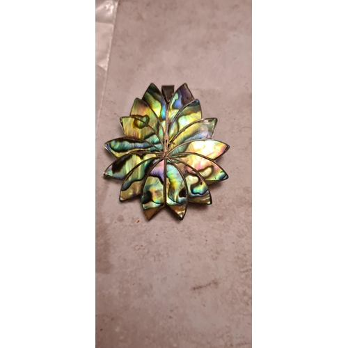 36 - Vintage Mexican Sterling Silver & Abalone Brooch