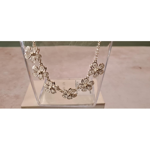 5 - Hallmarked Sterling Silver Flower Necklace in Presentation Box