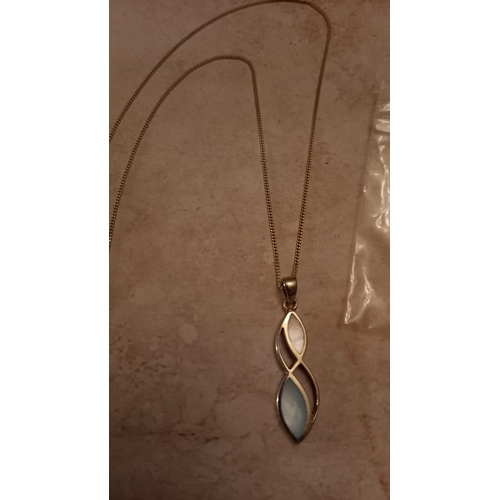 53 - Sterling Silver Necklace with Pastel Pendant