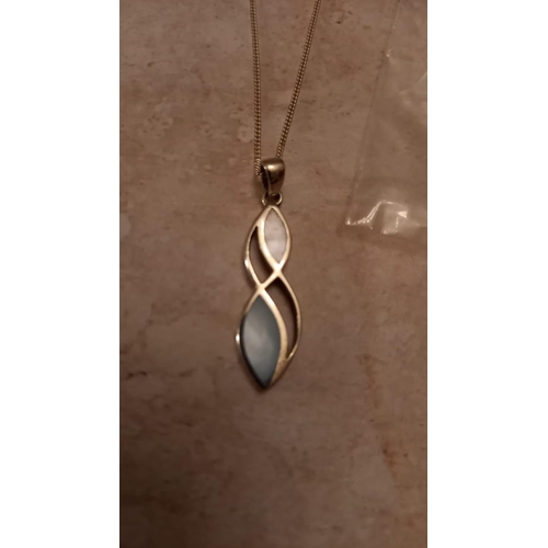 53 - Sterling Silver Necklace with Pastel Pendant