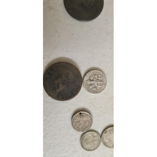 182 - Bag Containing Assorted Mainly Silver World Coins Weight:  264g including Half crowns:1902,1927,1948... 