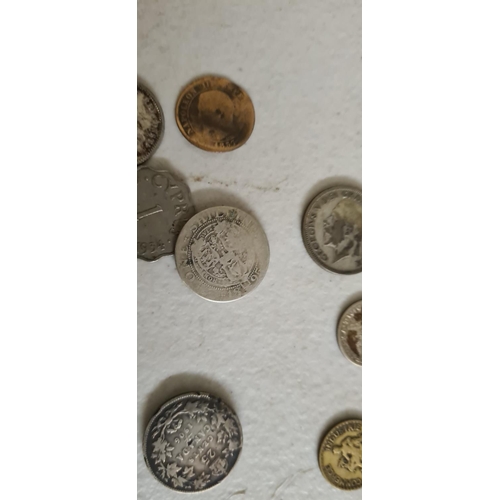 182 - Bag Containing Assorted Mainly Silver World Coins Weight:  264g including Half crowns:1902,1927,1948... 