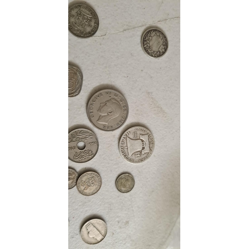 182 - Bag Containing Assorted Mainly Silver World Coins Weight:  264g including Half crowns:1902,1927,1948... 