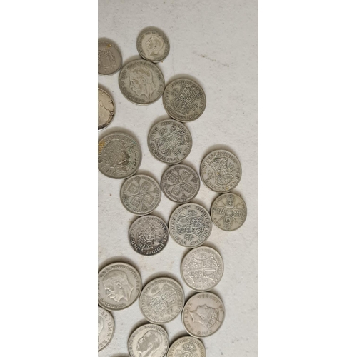 184 - Large Bag of Assorted Silver Coins   Weight:   440 g consisting of 20 Half Crowns, 2 Two Shillings, ... 