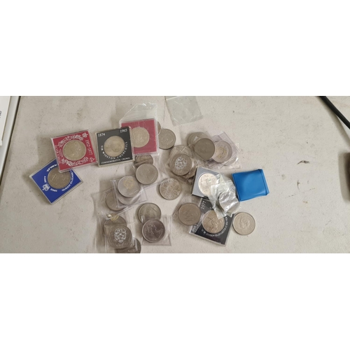 189 - Large Tin of Old Crown Coins, £5 coin etc