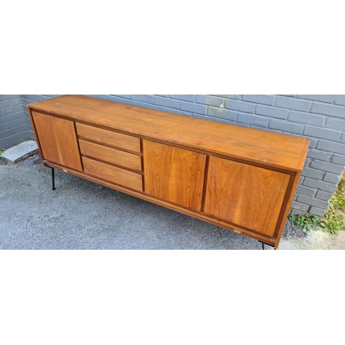 277 - Mid Century Teak Sideboard on Metal Hairpin Legs (190cm Wide 80cm Tall 43cm Deep)