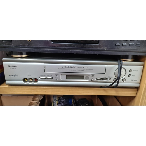 390 - Akai HX M659W Cassette Deck and a Sharp VC-MH814 VHS Recorder