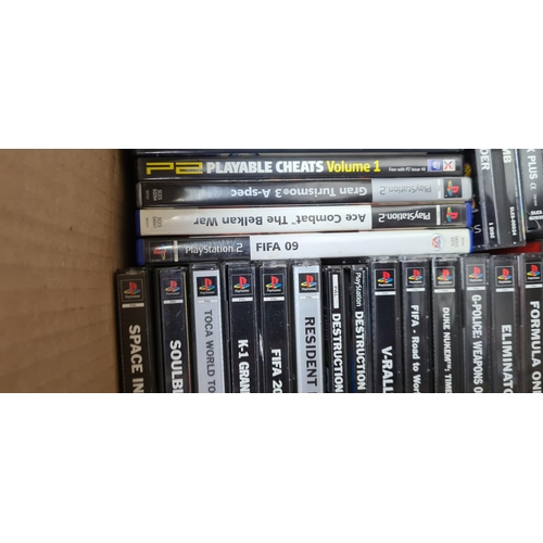 397 - Box Containing a Large Quantity of PS1 / PS2 Games and Controllers