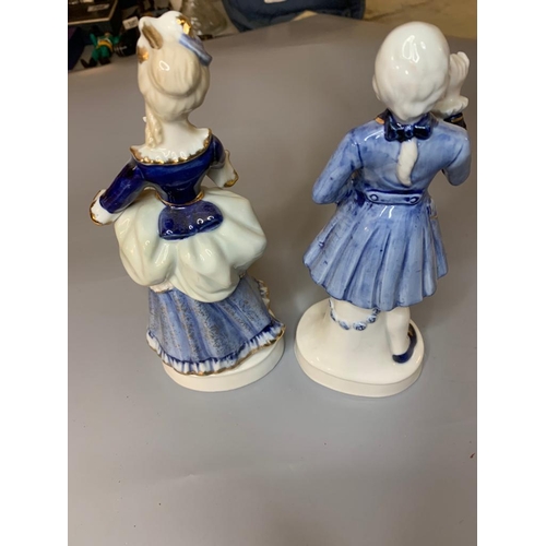 319 - Pair of Blue & White Porcelain Figurines