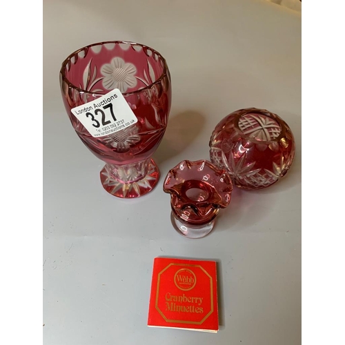 327 - 3 Vintage Pieces of Cranberry Glass