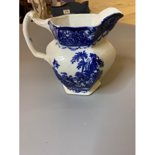 330 - Royal Doulton Blue/White Watteau Pitcher