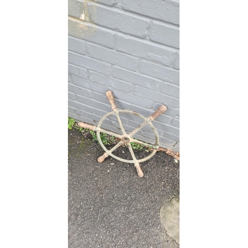 294 - Heavy Vintage Nautical Brass Ships Wheel