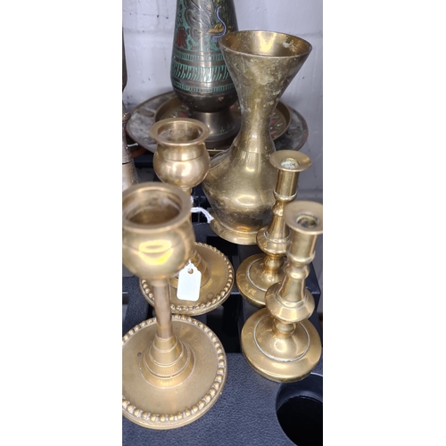 80 - Collection of Brass Items incl. Candlesticks & Vases