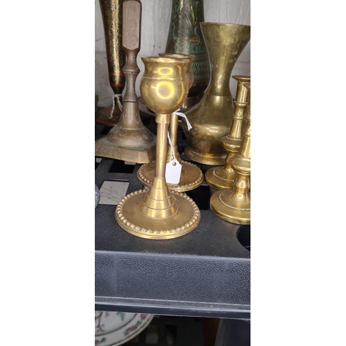 80 - Collection of Brass Items incl. Candlesticks & Vases