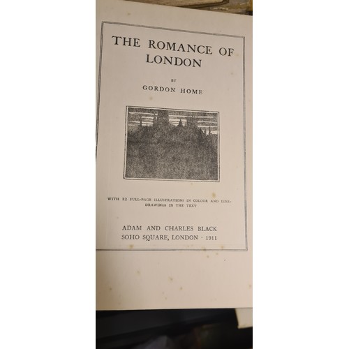 229 - The Romance Of London By Gordon Home 1911 with 12 color illustrations, fold out map etc