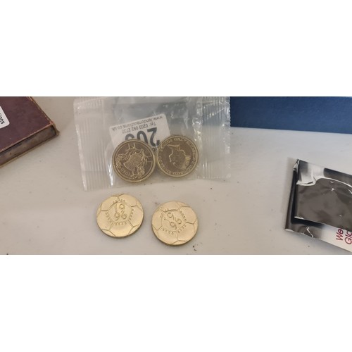 203 - 2 1980s £2 Coins and 2 Euro 96 £2 Coins