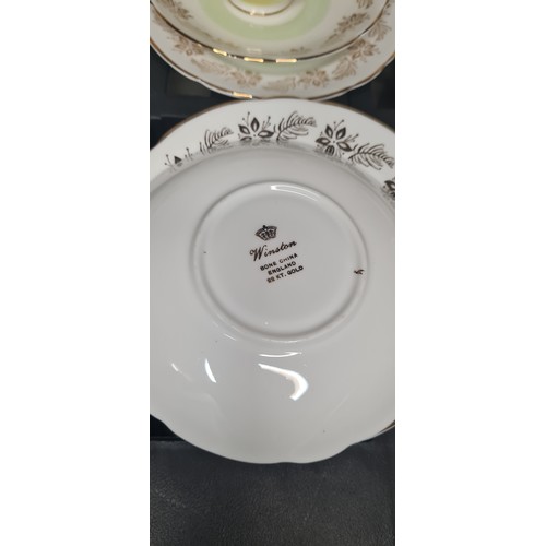 82 - Winston Bone China 22kt Gold 3 Trios, 1 Duo & 4 Odd Plates