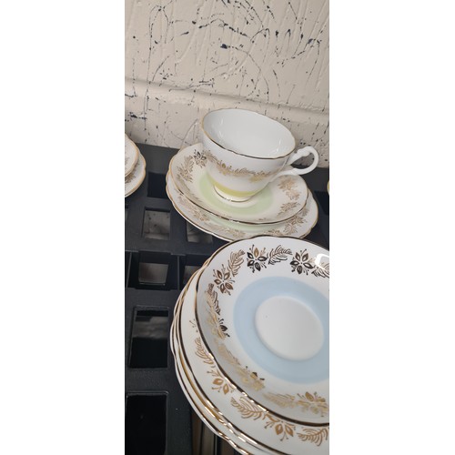 82 - Winston Bone China 22kt Gold 3 Trios, 1 Duo & 4 Odd Plates