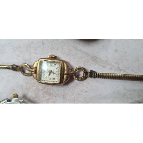 13e - Lot of 9 Vintage Ladies Watches including a Rolled Gold Example and a Vintage Gucci Watch