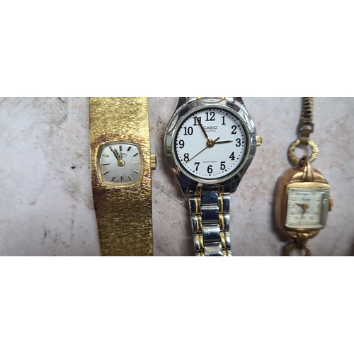 13e - Lot of 9 Vintage Ladies Watches including a Rolled Gold Example and a Vintage Gucci Watch