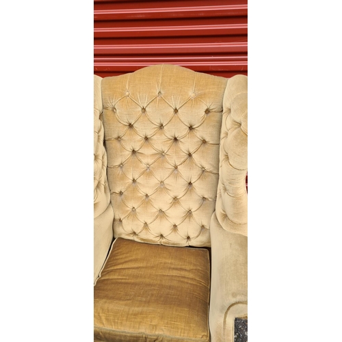 578 - Vintage Queen Anne Style Buttonback Chesterfield Armchair