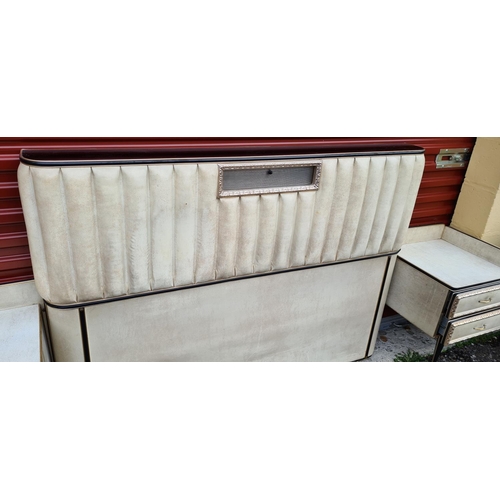 579 - 1950s Mid Century Umberto Mascagni Double Headboard with 2 Matching Bedside Cabinets