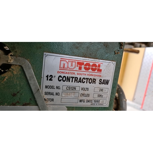 585 - Nu-Tool CS12n 240v Contractors Table Saw on Stand Working