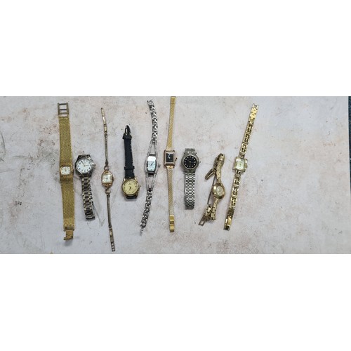 130 - Lot of 9 Vintage Ladies Watches including a Rolled Gold Example and a Vintage Gucci Watch