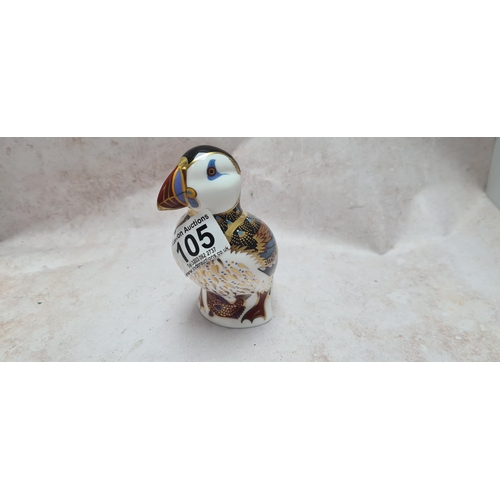 105 - Royal Crown Derby Gold Stopper Paperweight-Puffin