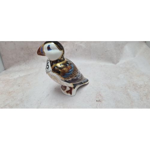 105 - Royal Crown Derby Gold Stopper Paperweight-Puffin